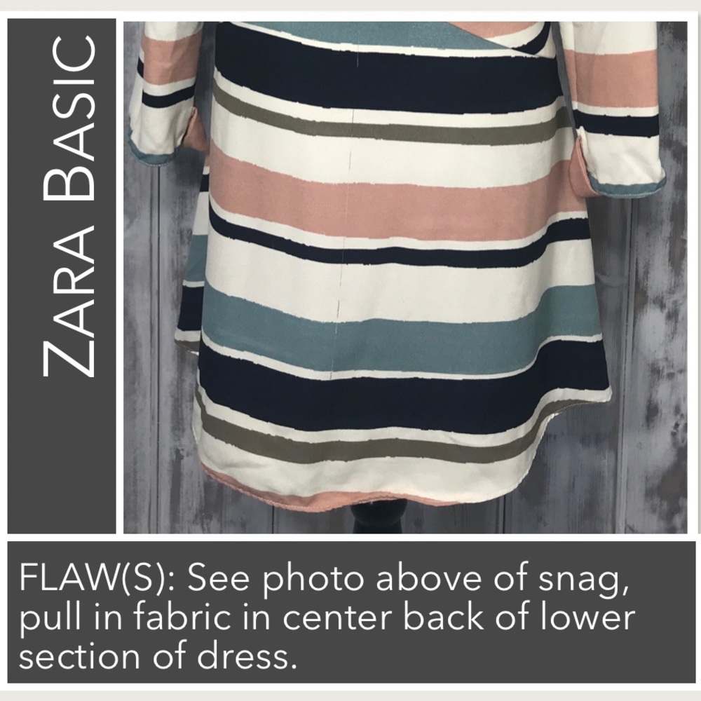 Zara Basic Long Sleeve Striped Flounce Dress Crea… - image 7
